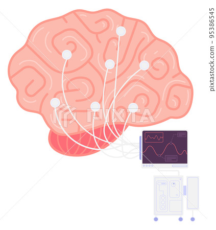 Brain with wires. Medical test icon. Neurology symbol Brain with wires. Medical test icon. Neurology symbol 95386545