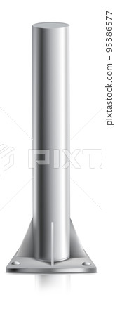 Pillar base mockup. Realistic metal pole structure Pillar base mockup. Realistic metal pole structure 95386577