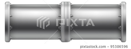 Metal pipe mockup. Realistic steel plumbing tube 95386596