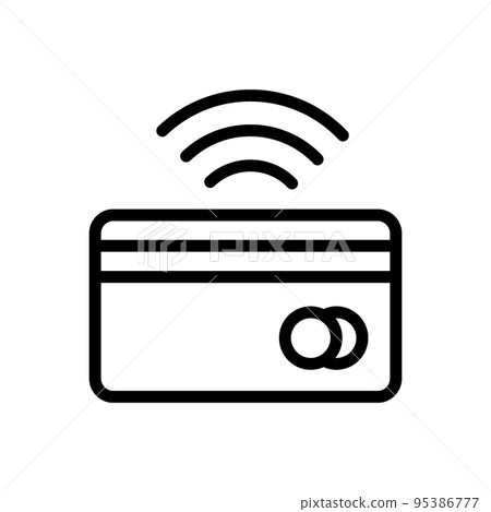 NFC credit card black icon. Credit card with NFC payment sign. Wireless pay symbol 95386777
