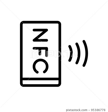 Mobile phone with NFC technology black icon. Smartphone NFC payment sign. Wireless pay symbol 95386778