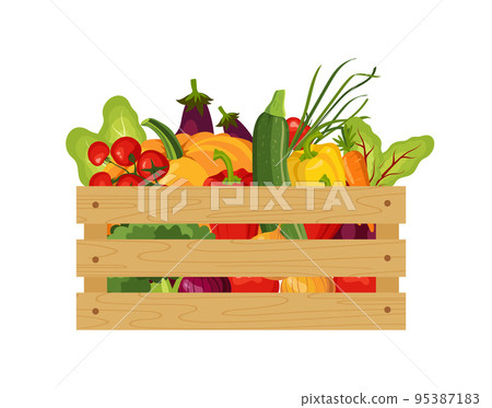 wooden box with vegetables wooden box with vegetables 95387183