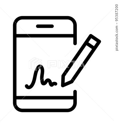 Digital signature with stylus pen and mobile phone flat vector icon for apps and websites 95387200