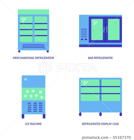 Freezing kitchen equipment icon set Freezing kitchen equipment icon set 95387370