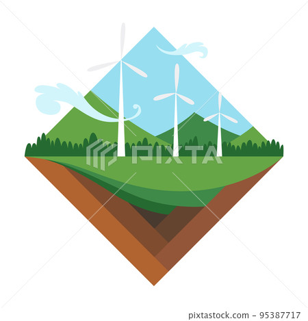 Generation energy type icon. Power station sign. Modern technology, ecological no emissions industry, sustainability concept. Wind generation 95387717
