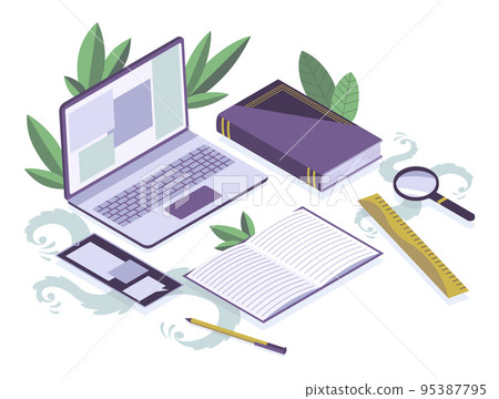 Read books concept. Accessories literature fans or lovers. Colored vector illustration in contemporary style 95387795