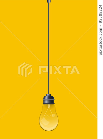Decorative design lightbulb. Messy line and bulb. Idea concept with outline lamp. Doodle tangled cord with knot and illuminator Decorative design lightbulb. Messy line and bulb. Idea concept with outline lamp. Doodle tangled cord with knot and illuminator 95388224