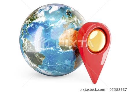 Earth Globe with map pointer, 3D rendering Earth Globe with map pointer, 3D rendering 95388587