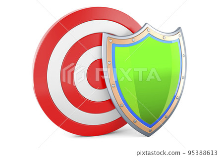Target with shield, 3D rendering Target with shield, 3D rendering 95388613