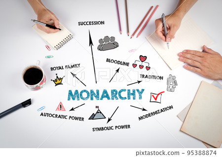 Monarchy Concept. The meeting at the white office table 95388874
