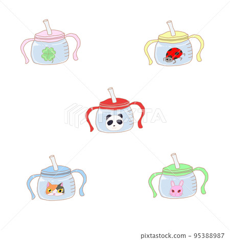 嬰兒吸管杯套裝小 5 色 95388987