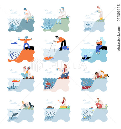 Observation of marine life in wild in order to protect them, study of living conditions of animals Observation of marine life in wild in order to protect them, study of living conditions of animals 95389428