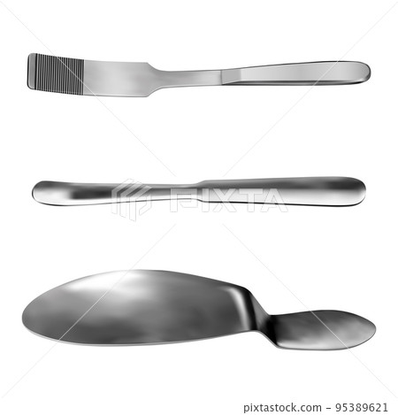 Set of surgical abdominal spatulas Kader Buyalsky Reverden. Special medical instruments for surgical operations in the abdominal cavity. Objects on a white background. Vector illustration Set of surgical abdominal spatulas Kader Buyalsky Reverden. Special medical instruments for surgical operations in the abdominal cavity. Objects on a white background. Vector illustration 95389621