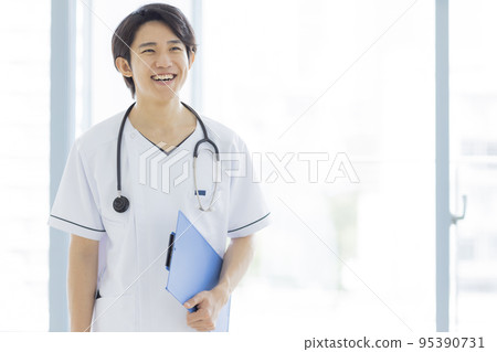 White coat male doctor nurse 95390731