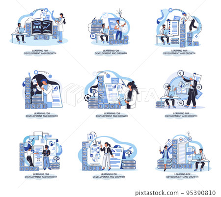 Learning for development and growth. Self-learning, online emoloyee education metaphor, goal achieving 95390810