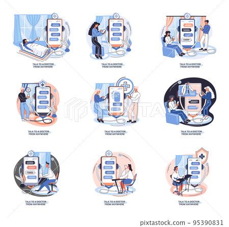Mobile medicine. Online medical services metaphor, health care program, talk to doctor from anywhere 95390831