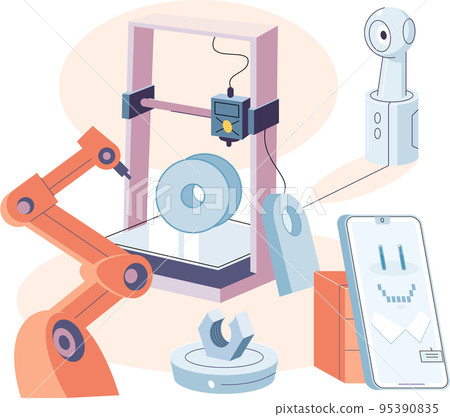 Artificial Intelligence and future robotic technology in factory. Technical and science innovation 95390835