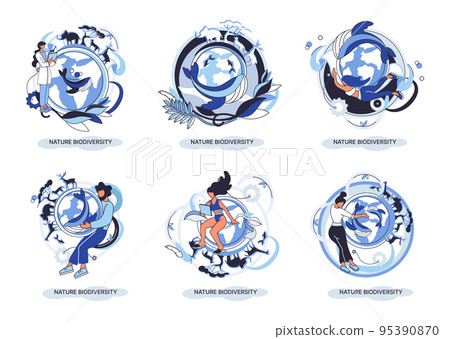 Biodiversity in nature as environment variety of life on Earth planet. Saving wildlife ecosystem metaphor 95390870