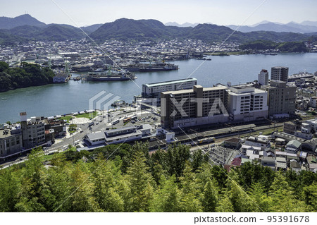 Onomichi Station and the streets of Mukaishima Onomichi Channel Onomichi City, Hiroshima Prefecture 95391678