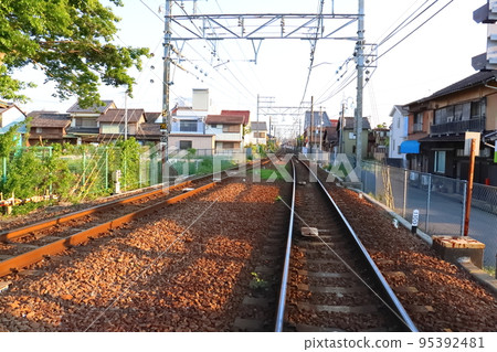 View of the town from the railroad tracks View of the town from the railroad tracks 95392481