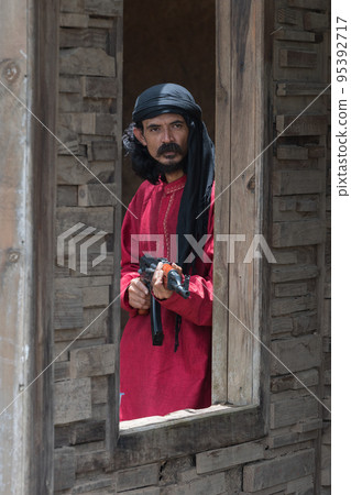 Arab muslim male soldier portrait concept 95392717