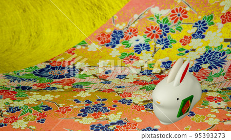New Year zodiac 3D rabbit background Japanese pattern New Year zodiac 3D rabbit background Japanese pattern 95393273