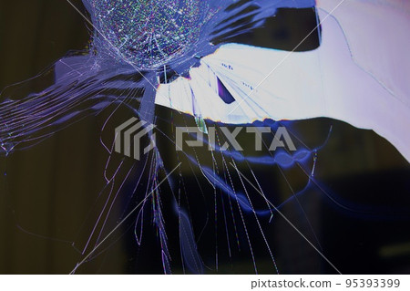 Broken LCD TV monitor Broken LCD TV monitor 95393399