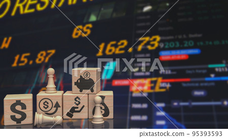 The chess and business icon on wood cube 3d rendering The chess and business icon on wood cube 3d rendering 95393593