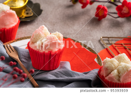 Cute traditional Chinese steamed sponge cake - Fa Gao, for lunar new year festival celebration food. 95393939