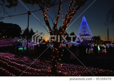 燈光璀璨的夜間公園 95394070