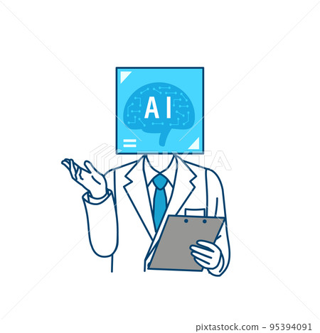 Anthropomorphic image illustration of medical examination and examination by AI 95394091