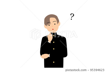 A male student wearing a school uniform has a question A male student wearing a school uniform has a question 95394623