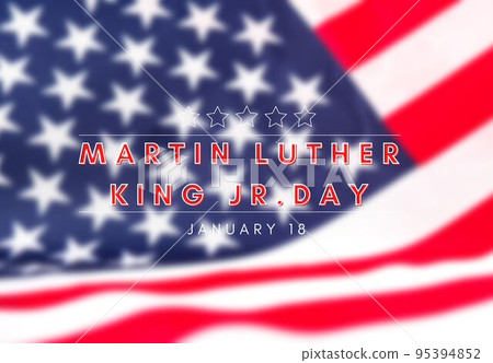 Martin Luther King, Jr. Day Greeting Card American flag. Flag of the united states of America. USA patriotism national holiday. Martin Luther King, Jr. Day Text Over Patriotic with Stars and Stripes Martin Luther King, Jr. Day Greeting Card American flag. Flag of the united states of America. USA patriotism national holiday. Martin Luther King, Jr. Day Text Over Patriotic with Stars and Stripes 95394852