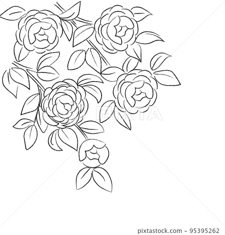 Illustration of Otome Tsubaki Monochrome line drawing 95395262