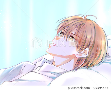 男人仰面躺著窗簾 男人仰面躺著窗簾 95395464