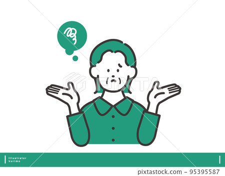 Pajamas Woman in troubled pose Vector illustration material Negative facial expression Pajamas Woman in troubled pose Vector illustration material Negative facial expression 95395587