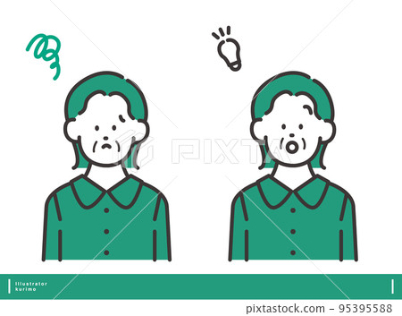 Trouble / flash woman vector illustration material Positive / negative facial expression set Trouble / flash woman vector illustration material Positive / negative facial expression set 95395588