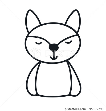 Little fox christmas character doodle illustration 95395793