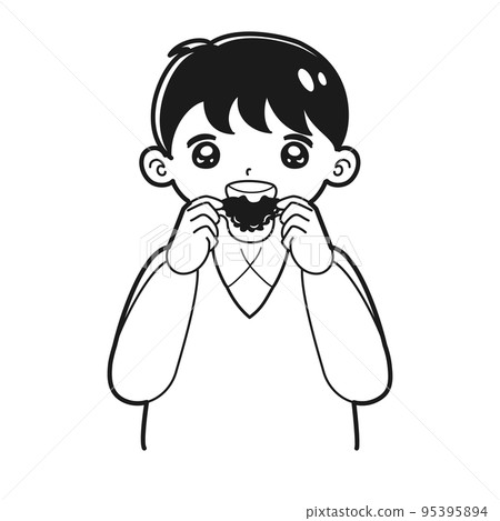 Illustration of children's orthodontic appliances (black and white) 95395894