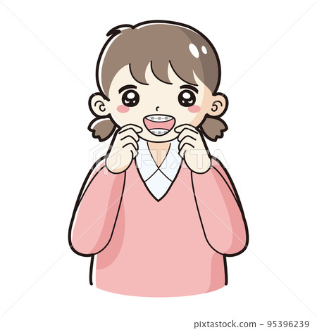 Illustration of a child wearing an orthodontic wire 95396239