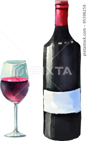 Wine glass and bottle 1 Watercolor style vector illustration set Wine glass and bottle 1 Watercolor style vector illustration set 95396258