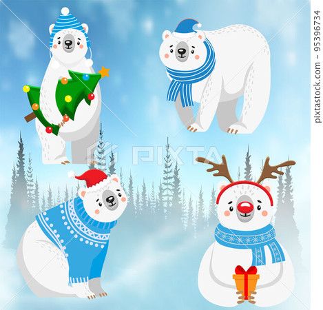 Polar bears collection in sweater scarf 95396734