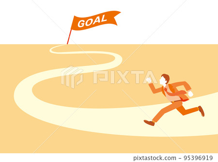 Businessman running towards the goal 95396919