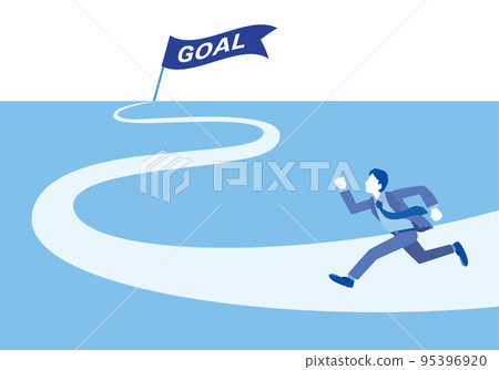 Businessman running towards the goal 95396920