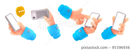 3D illustration set of hand using smartphone 3D illustration set of hand using smartphone 95396936
