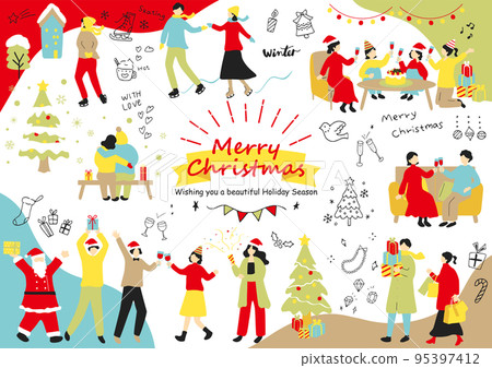 享受聖誕節的人們 95397412