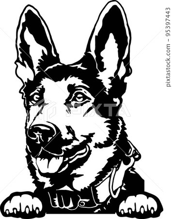 German Shepherd Dog - Funny Dog, Vector File, Cut Stencil for Tshirt 95397443