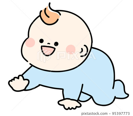 嬰兒爬行藍色衣服 嬰兒爬行藍色衣服 95397773