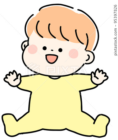 Sitting baby Yellow clothes Sitting baby Yellow clothes 95397826