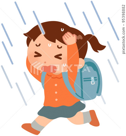 girl running in the rain 95398882